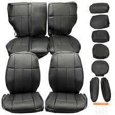 2 Armrests Seat Covers Leather Black