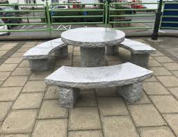 Gold Granite Table Benches Set