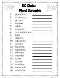 You can create this worksheet for free but you need to log in first. Printable States Word Scramble Game Scramble Words Unscramble Words Word Scramble