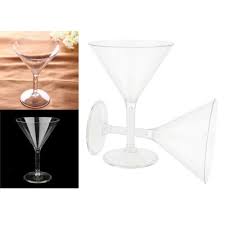 2 Acrylic Martini Cocktail Glass Drink
