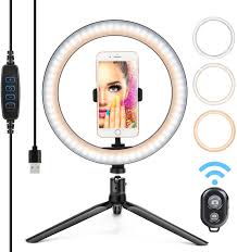 10 Led Ring Light With Tripod Stand Phone Holder For Live Stream Makeup Adjustable Sefie Circle Light For Youtube Video Live Broadcast Vlogging Compatible With Iphone Android Device Walmart Com Walmart Com
