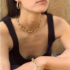 Fashion statement necklace chunky gold tone 22 brown gold sparkle. Vintage Chain Necklace Women Collar Statement Gold Chunky Choker Necklaces For Women Fashion Punk Jewelry Drop Shipping Shopee Malaysia