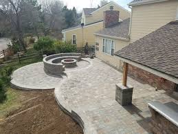 Raised Paver Patio With Sunken Fire Pit