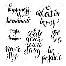 Set Of Handwritten Positive Inspirational Quotes Brush Typography