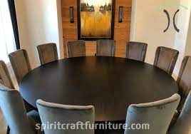 These beautiful solid top and extension tables are available in rectangular, round, square & oval shapes. Round Custom Made Solid Wood Dining Conference Tables