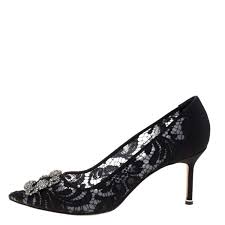 manolo blahnik black lace and fabric