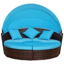 Rattan Outdoor Round Sofa Bed Set