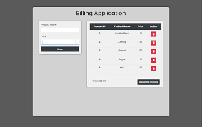 billing application using html css and