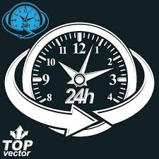 3d Vector Round 24 Hours Clock With