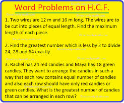word problems on h c f h c f word