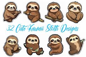 sloth kawaii sticker idea logo cute