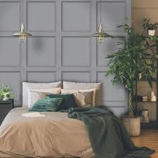 Modern Wood Panel Wallpaper Grey