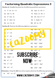 Difference Of Two Squares Worksheets