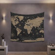 World Map Tapestry Vintage Style Custom