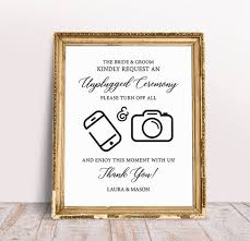 Unplugged Ceremony Sign No Phones And Cameras Unplugged Wedding Sign Turn Off Cell Phone Sign Wedding Signs Unplugged Sign Wedding Art