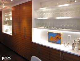 long wall of zebrawood kitchen cabinets