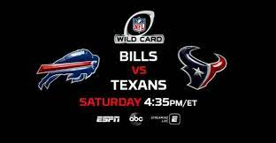 Adding an extra team per conference gives us three games per day this weekend, and only one team you have a choice to make when you play dfs this weekend. Espn Kicks Off Nfl Wild Card Weekend With Buffalo Bills Vs Houston Texans Espn Press Room U S
