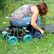 pure garden rolling garden work scooter w tool tray