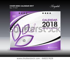 Purple Cover Desk Calendar 2018 Design Stock Vector Royalty Free