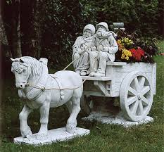 Figurine With Horse And Cart Concrete