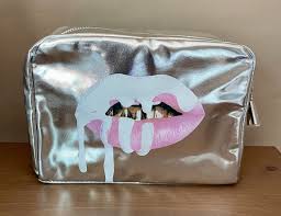 silver cosmetic pouch makeup bag