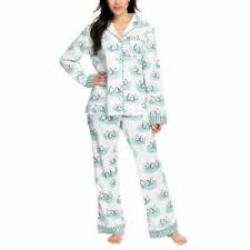 Details About Munki Munki Womens 2 Piece Pajama Flannel Set Size Small White Penguin Print