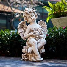 Amazon.com: Cherub Angel Garden Statue, Peace Cherub Statues with Squirrel  Sitting on Roma Pillar, Greek Column Angel Figurine for Garden Decor, Lawn,  Patio, Courtyard, Polyresin Stone Antique, 13.4 inch : Patio, Lawn