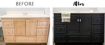 Frame out old construction mirror, purchase a new one or leave your current one.grab the template and line it up with the edge of the cabinet door.here is a recap of how to redo a bathroom vanity cheaply. The Easiest Way To Paint Cabinets List In Progress