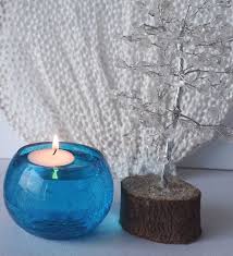 alluring candles blue glass bowl