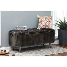 Luxenhome 47 5in W Metal And Faux Leather Bench