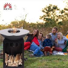 outdoor bbq fire pit table wood burning