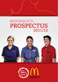 In connection with my job application to work in mcdonald's. Prospectus Mcdonalds