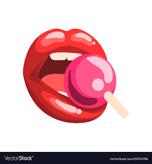 mouth licking lollipop red female