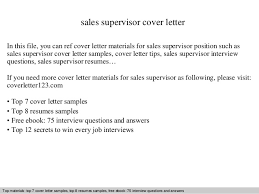 Sales Supervisor Cover Letter