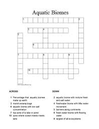 Aquatic Biomes Crossword Puzzle