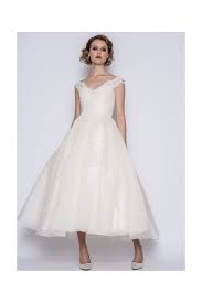 Gwynie Calf Ankle Length Vintage 50s Inspired Wedding Dress