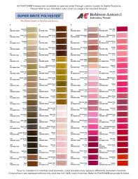 Robison Anton Super Brite Poly Threads Color Chart Pages 1