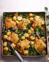 Oven Baked Chicken Thighs With Potatoes gambar png
