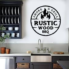 Rustic Wood Bbq Wall Sticker Smoke