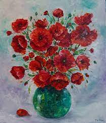 Flowers Painting Oil On Canvas Poppies