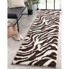 zebra brown ivory runner rug