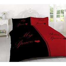 my space your space red and black duvet