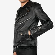 Commando Black Leather Jacket With Nickel Hardware Original Fit Size 48