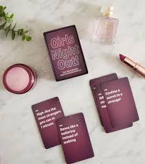 You can easily play this game with unique game cards for each guests if you have 20 guests or less. Purple Girls Night Out Challenges Card Game New Look