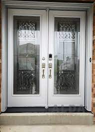 White Front Doors With Decorative Glass
