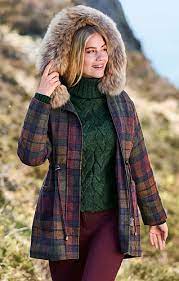 Ladies Tweed Fox Fur Hood Coat House