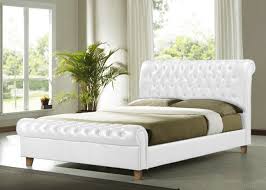 white pu leather bed frame
