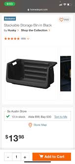 husky stackable storage bins black