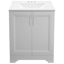 Add style and functionality to your bathroom with a bathroom vanity. Glacier Bay Willowridge 24 1 2 In W Bath Vanity In Dove Gray With Cultured Marble Vanity Top In White With White Sink Ppavldvr24 The Home Depot