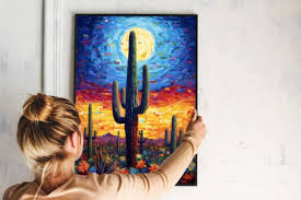Abstract Oil Painting Cactus Wall Art